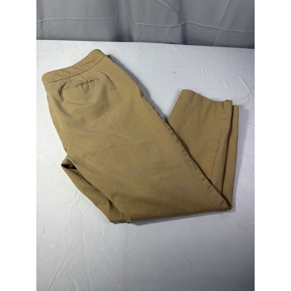 Talbots Women Chatham Ankle Pant Size 12P Tan Pockets, Side Zipper, Flat Front
